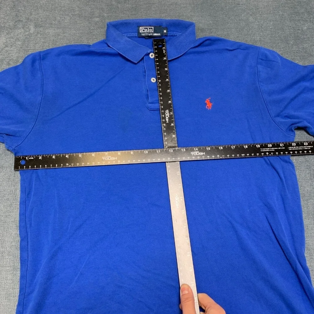 Polo By Ralph Lauren Shirt Mens Medium Blue Cotton Hi Lo Hem Golf Sportswear